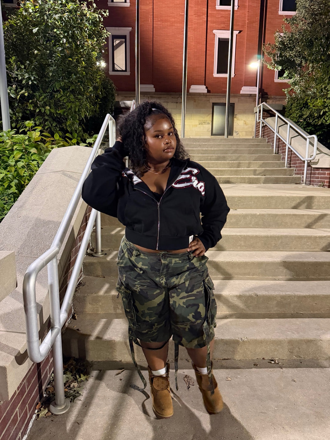 Forbidden Era Drop 02 hoodie front detail in outdoor nighttime portrait